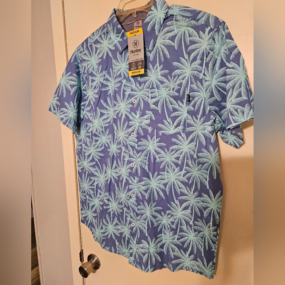 Hurley Nautica Blue Palm Print Men's Shirt